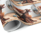 ファンで冷やされるアイリッシュセッター ラッピングペーパー (ロールコーナー)