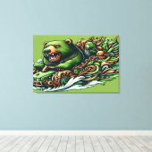 ファンで緑の車に乗るアニメベ鮮やかア キャンバスプリント (インサイチュ (ウッドフロア))