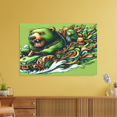 ファンで緑の車に乗るアニメベ鮮やかア キャンバスプリント (インサイチュ (リビング))