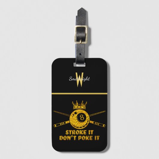 ファンとプレイヤーのためのビリヤード引用文 ラゲッジタグ (正面縦)