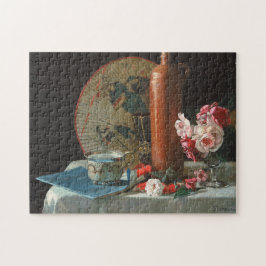 ファンと絵画バラで静物生活 ジグソーパズル