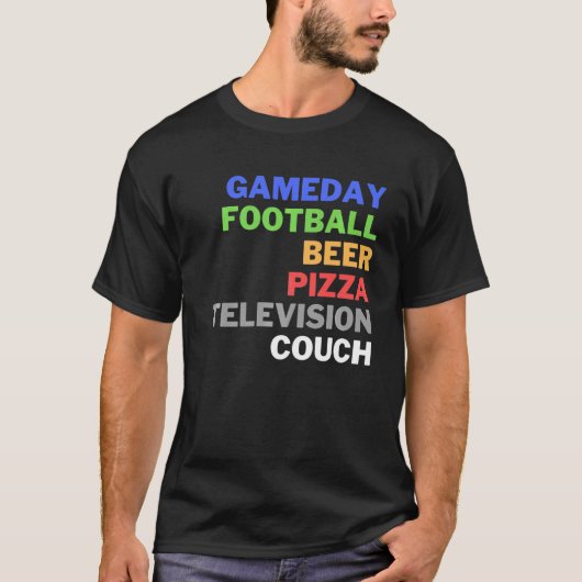 ファンのためのサッカーのミニマリスト試合日チェックリスト Tシャツ (正面)