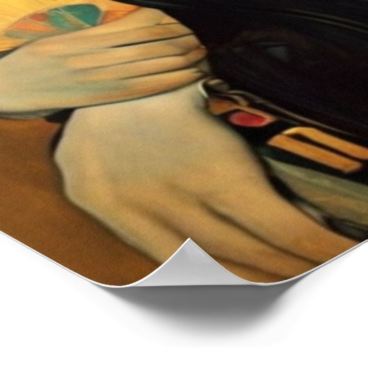 ファンのギスタフクリムトウォールアートポスター付きの女性 ポスター (角)