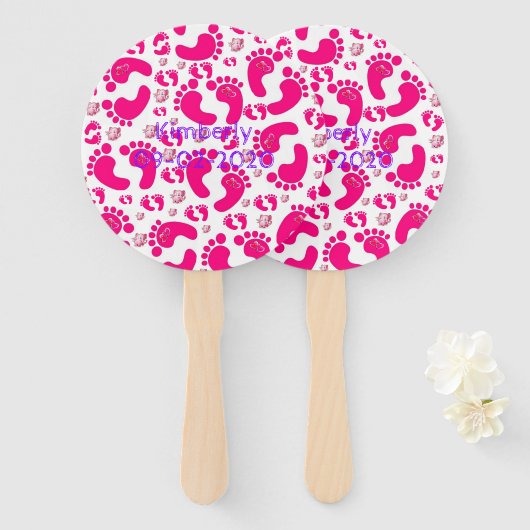 ファンのセットベビーピンク足女の子 ハンドファン (正面&裏面)