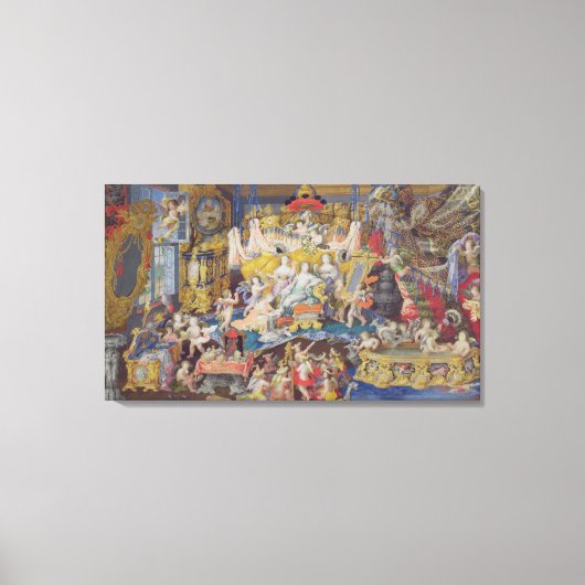 ファンのデザイン、おそらくモンテスパン夫人 キャンバスプリント (正面)