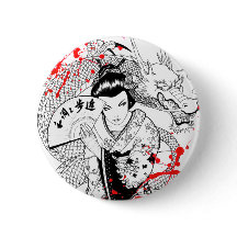 ファンのドラゴンの入れ墨を持つクールな血の（ばちゃばちゃ）跳ねるの芸者