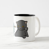 ファンの前の夏の猫デザイン | 犬デザイン ツートーンマグカップ (正面右)