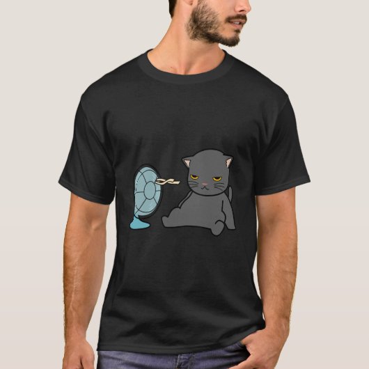 ファンの前の夏の猫デザイン | 犬デザイン Tシャツ (正面)