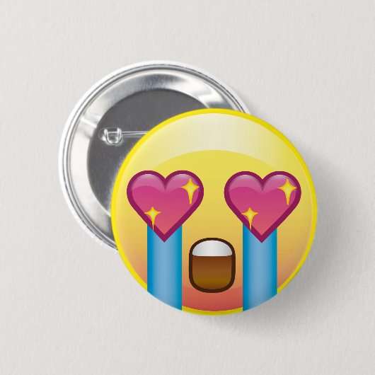 ファンの女の子によって刺激される輝きのハートの目叫ぶEmoji 缶バッジ (正面&裏面)