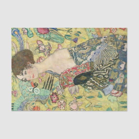 ファンの女性,グスタフクリムト,1907,アールヌーボー,ヴィンタグ 薄葉紙 (正面)