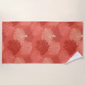 ファンの珊瑚のプリント、珊瑚のオレンジの陰 ビーチタオル (正面)