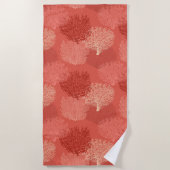 ファンの珊瑚のプリント、珊瑚のオレンジの陰 ビーチタオル (正面)