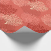 ファンの珊瑚のプリント、珊瑚のオレンジの陰 ラッピングペーパー (角)