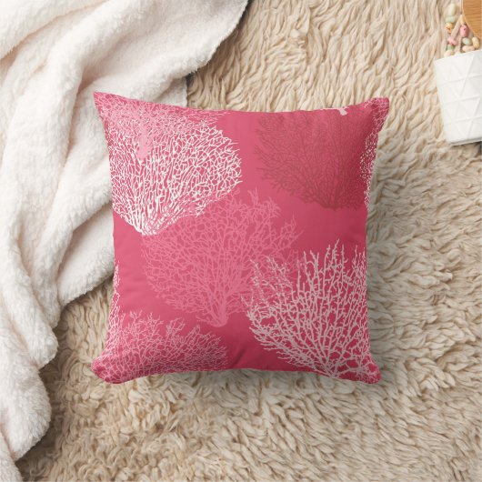 ファンの珊瑚のプリント、珊瑚のピンクの色合い クッション (ブランケット)
