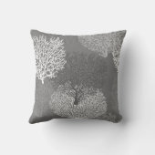 ファンの珊瑚のプリント、銀製灰色/灰色の色合い クッション (裏面)