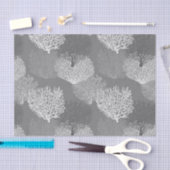 ファンの珊瑚のプリント、銀製灰色/灰色の色合い 薄葉紙 (クラフト)