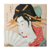 ファンの芸術のクールな日本のwoodprintの芸者 タイル (正面)