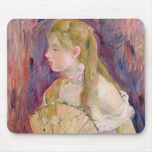 ファンを持つ若い女の子、1893年 マウスパッド (正面)