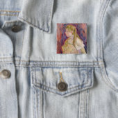 ファンを持つ若い女の子、1893年 缶バッジ (インサイチュ)