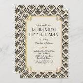 ファンエレガントアールデコ退職パーティークリーム 招待状 (正面/裏面)