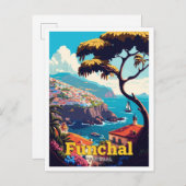 ファンカルポルトガルトラベルヴィンテージイラストレーション ポストカード (正面/裏面)