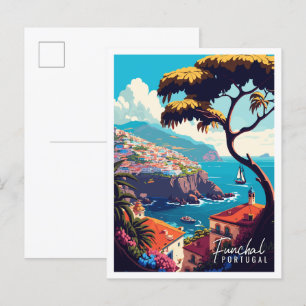 ファンカルポルトガルヴィンテージ旅行イラストレーション ポストカード