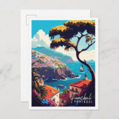 ファンカルポルトガルヴィンテージ旅行イラストレーション ポストカード (正面/裏面)