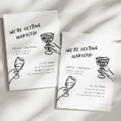 +ファンキーおもしろいの結図解入りの、写真付きの婚 招待状