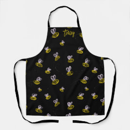 ファンキーおもしろいは黒い上でバブルする エプロン
