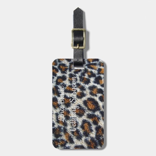 ファンキーおもしろいふわふわヒョウ柄オリジナル ラゲッジタグ (正面縦)