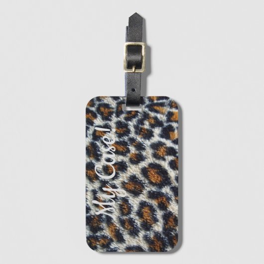 ファンキーおもしろいふわふわヒョウ柄オリジナル ラゲッジタグ (正面縦)