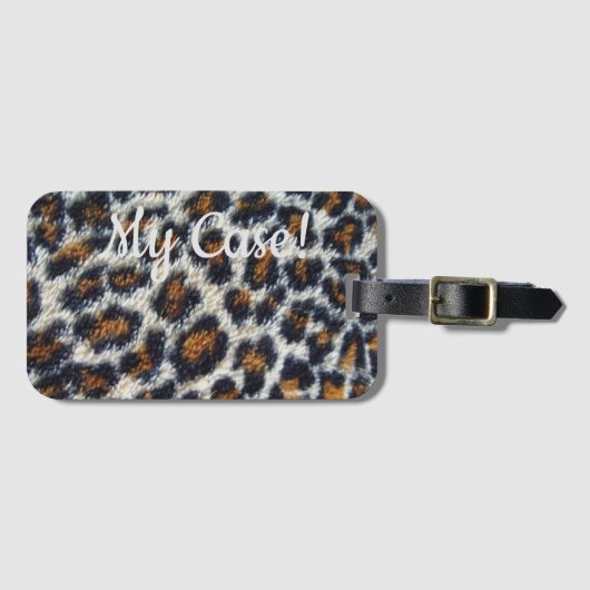 ファンキーおもしろいふわふわヒョウ柄オリジナル ラゲッジタグ (正面横)