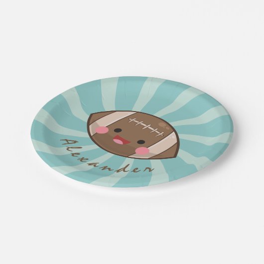 ファンキーおもしろいサッカーかわいいパーソナライズされたキッズパーティー ペーパープレート (アングル)