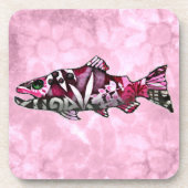 ファンキーお洒落抽象芸術サーケ絵画魚の芸術 コースター (正面)