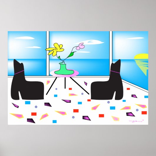 ファンキーお洒落海表示カラフル ポスター (正面)