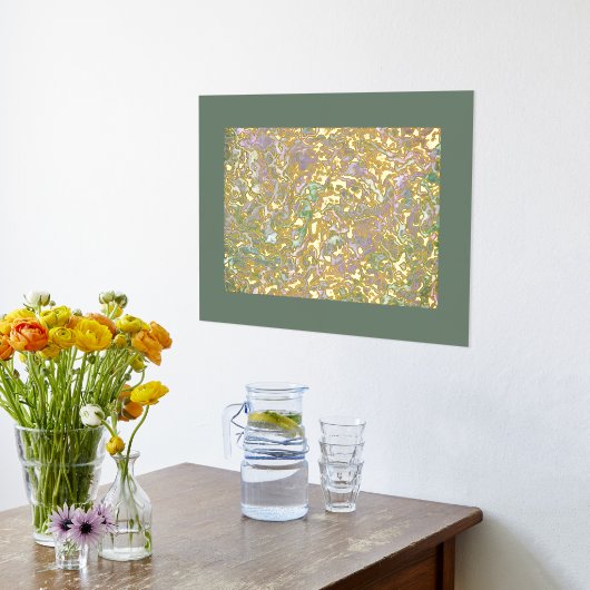 ファンキーお洒落金ゴールド波状の渦巻き模様 箔ポスター (レイダウン (キッチン))