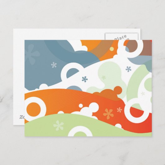 ファンキーさくらんぼ抽象芸術はがき ポストカード (正面/裏面)