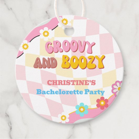 ファンキーでお酒がたくさん飲める  最高の独身最後の夜の飾り  70年代スタイル フェイバータグ (正面)