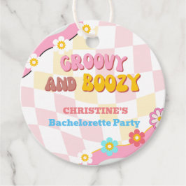 ファンキーでお酒が好きな  花嫁の最後の独身パーティーの飾り 70年代スタイル フェイバータグ