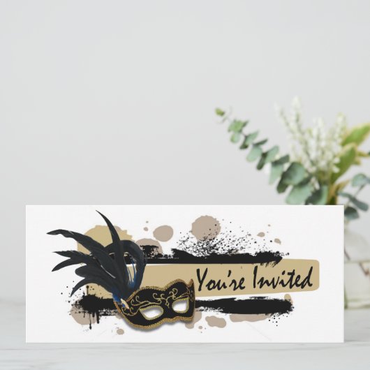 ファンキーではっきりしたでグランジな仮面舞踏会のパーティの招待状 招待状 (スタンド正面)