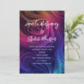 ファンキーでアブストラクトなスワール＆サークル・パターンウェディング 招待状 (スタンド正面)