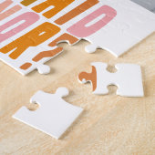 ファンキーでカラフルなブライズメイドの写真プロポーズカード ジグソーパズル (側面)