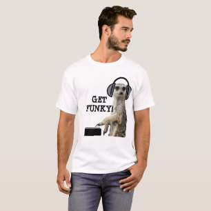 ファンキーでクールなmeerkat dj tシャツ