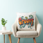 ファンキーでトリッピーなレトロ・サイケデリック70'sヒッピーのアート クッション (椅子)