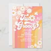 ファンキーでハッピーな誕生日デイジーお誕生日おめでとう 招待状 (正面)