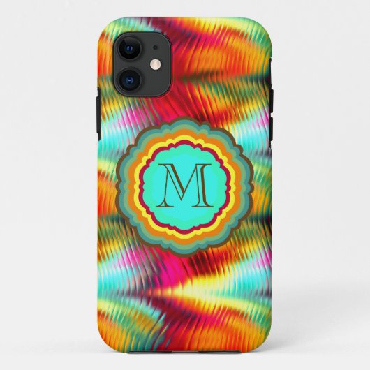 ファンキーでビブラントなレインボーモノグラム Case-Mate iPhoneケース (裏面)