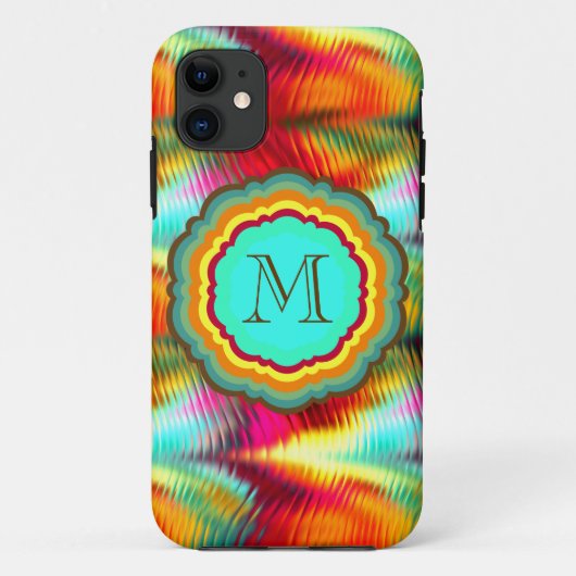 ファンキーでビブラントなレインボーモノグラム Case-Mate iPhoneケース (裏面)