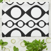 ファンキーでモダンなレトロの黒く及び白いパターン キッチンタオル (折り畳み)