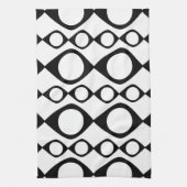 ファンキーでモダンなレトロの黒く及び白いパターン キッチンタオル (縦)