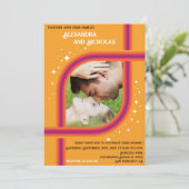 ファンキーでモダンなレトロ結婚式招待状のデザイン 招待状 (スタンド正面)